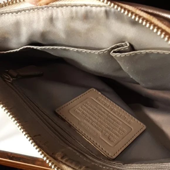 SALE! Coach Kristin Hobo Signature Beige & Silver Sequined Shoulder Bag - Picture 15 of 16